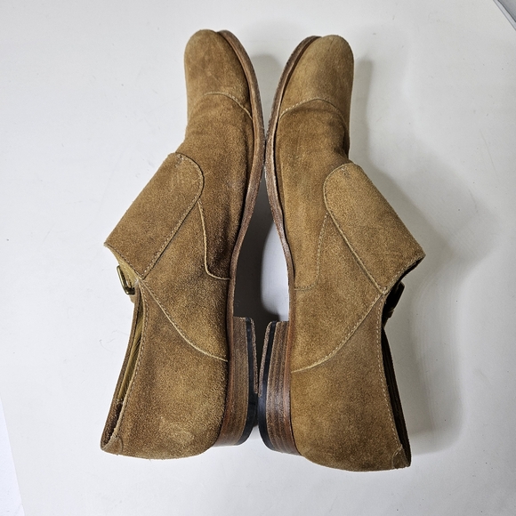 Billy Reid Double Buckle Monk Tan Suede Shoes Men's 12 - Picture 6 of 9